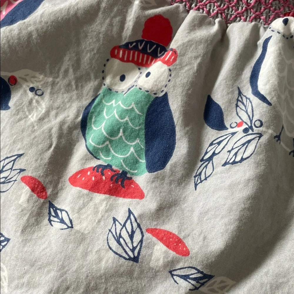 Boden Owl Print Dress - Gray, Pink, Blue